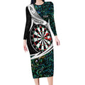 Personalized NZ Darts Long Sleeve Bodycon Dress Paua Shell Maori Koru Whakairo - Aussie Hoodie