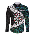 Personalized NZ Darts Long Sleeve Button Shirt Paua Shell Maori Koru Whakairo - Aussie Hoodie