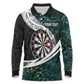Personalized NZ Darts Long Sleeve Polo Shirt Paua Shell Maori Koru Whakairo - Aussie Hoodie