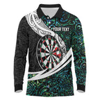 Personalized NZ Darts Long Sleeve Polo Shirt Paua Shell Maori Koru Whakairo - Aussie Hoodie