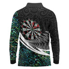 Personalized NZ Darts Long Sleeve Polo Shirt Paua Shell Maori Koru Whakairo - Aussie Hoodie