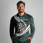 Personalized NZ Darts Long Sleeve Polo Shirt Paua Shell Maori Koru Whakairo - Aussie Hoodie