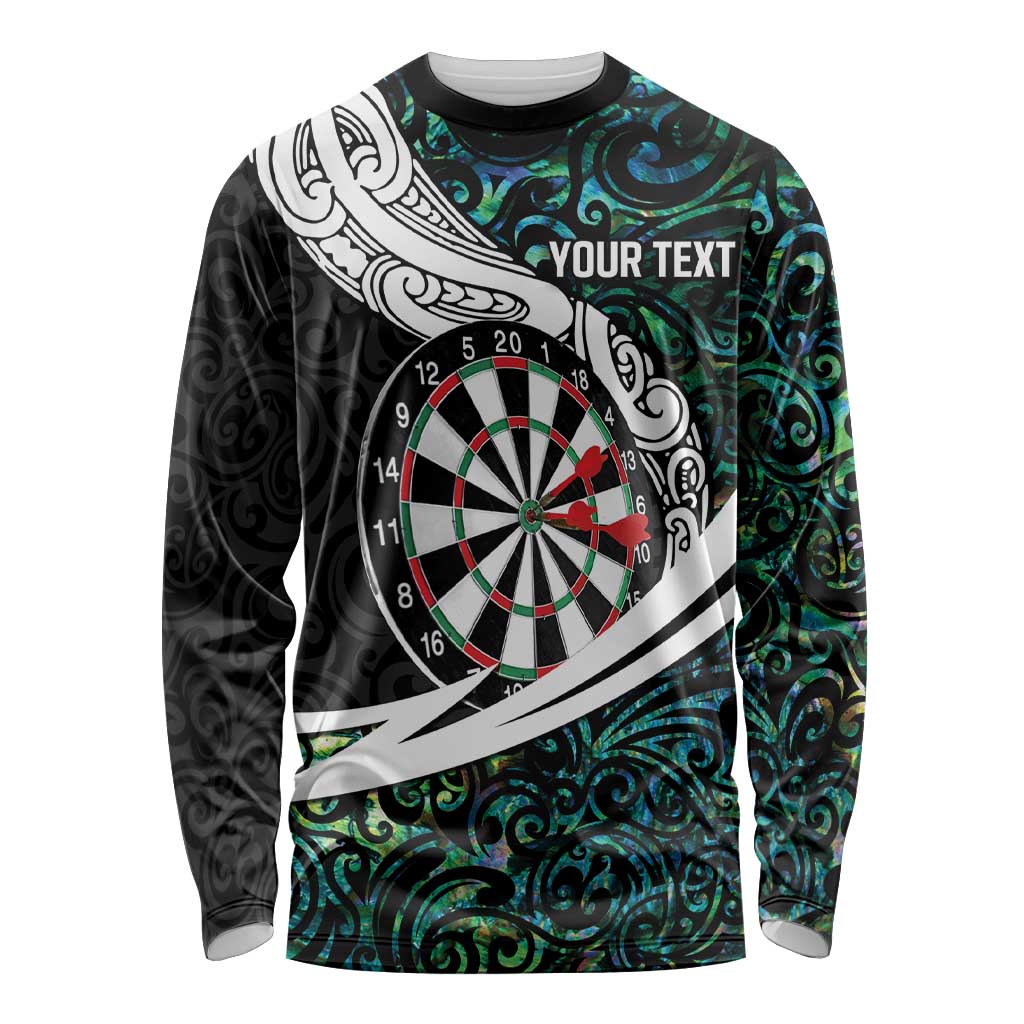 Personalized NZ Darts Long Sleeve Shirt Paua Shell Maori Koru Whakairo - Aussie Hoodie