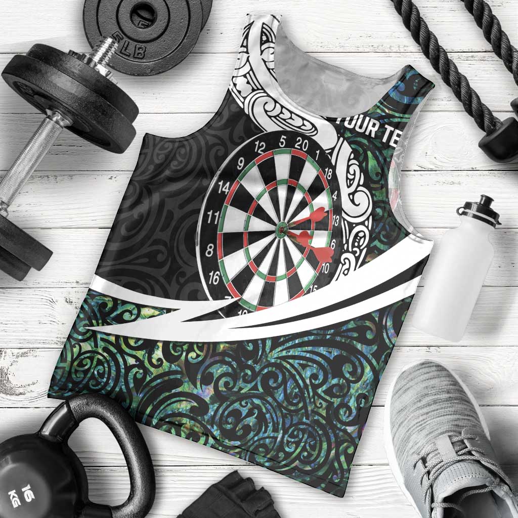 Personalized NZ Darts Men Tank Top Paua Shell Maori Koru Whakairo - Aussie Hoodie