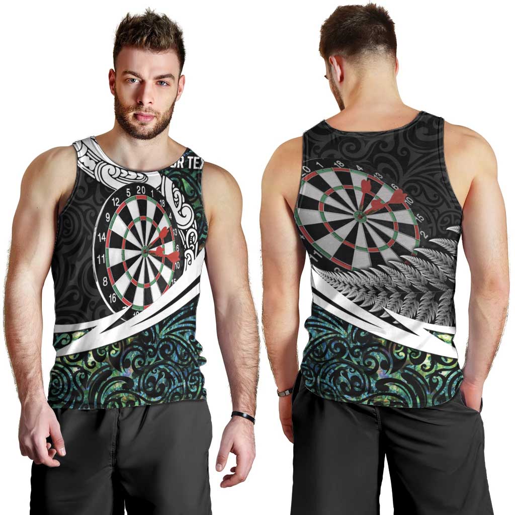 Personalized NZ Darts Men Tank Top Paua Shell Maori Koru Whakairo - Aussie Hoodie