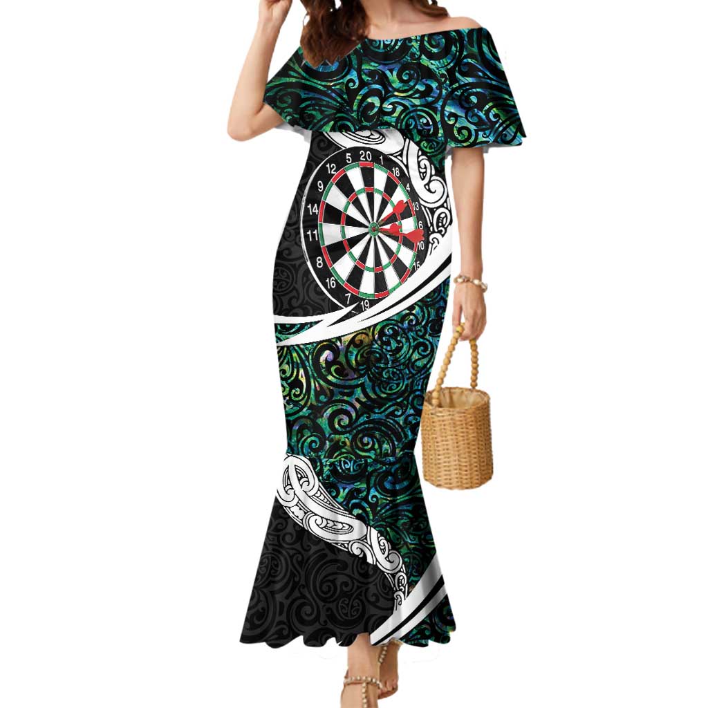 Personalized NZ Darts Mermaid Dress Paua Shell Maori Koru Whakairo - Aussie Hoodie