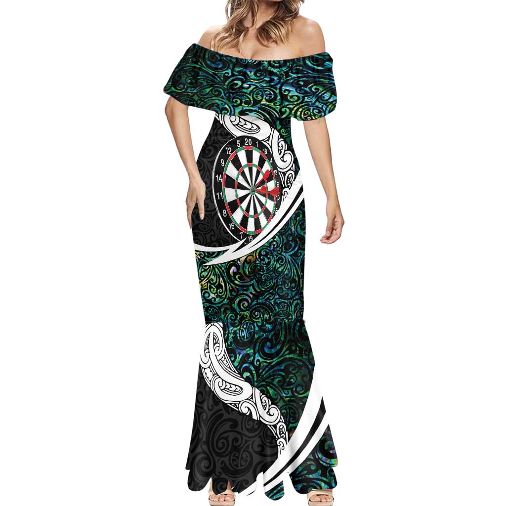 Personalized NZ Darts Mermaid Dress Paua Shell Maori Koru Whakairo - Aussie Hoodie