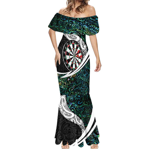 Personalized NZ Darts Mermaid Dress Paua Shell Maori Koru Whakairo - Aussie Hoodie