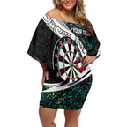 Personalized NZ Darts Off Shoulder Short Dress Paua Shell Maori Koru Whakairo - Aussie Hoodie