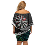 Personalized NZ Darts Off Shoulder Short Dress Paua Shell Maori Koru Whakairo - Aussie Hoodie