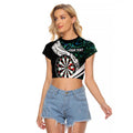 Personalized NZ Darts Raglan Cropped T Shirt Paua Shell Maori Koru Whakairo - Aussie Hoodie