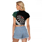 Personalized NZ Darts Raglan Cropped T Shirt Paua Shell Maori Koru Whakairo - Aussie Hoodie