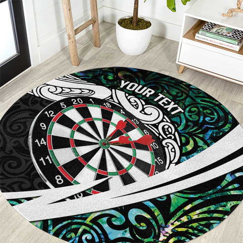 Personalized NZ Darts Round Carpet Paua Shell Maori Koru Whakairo - Aussie Hoodie