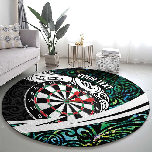 Personalized NZ Darts Round Carpet Paua Shell Maori Koru Whakairo - Aussie Hoodie
