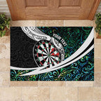 Personalized NZ Darts Rubber Doormat Paua Shell Maori Koru Whakairo - Aussie Hoodie
