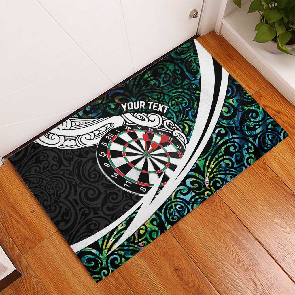 Personalized NZ Darts Rubber Doormat Paua Shell Maori Koru Whakairo - Aussie Hoodie