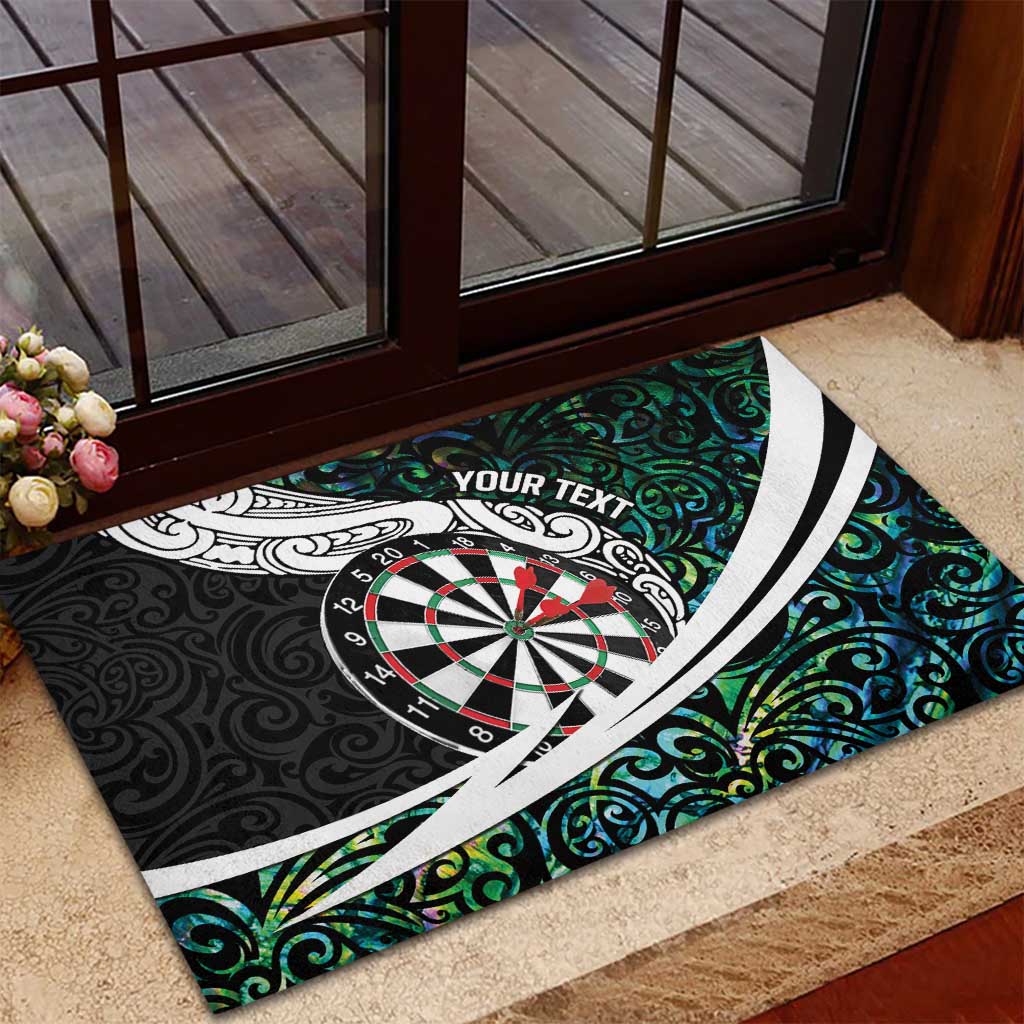 Personalized NZ Darts Rubber Doormat Paua Shell Maori Koru Whakairo - Aussie Hoodie
