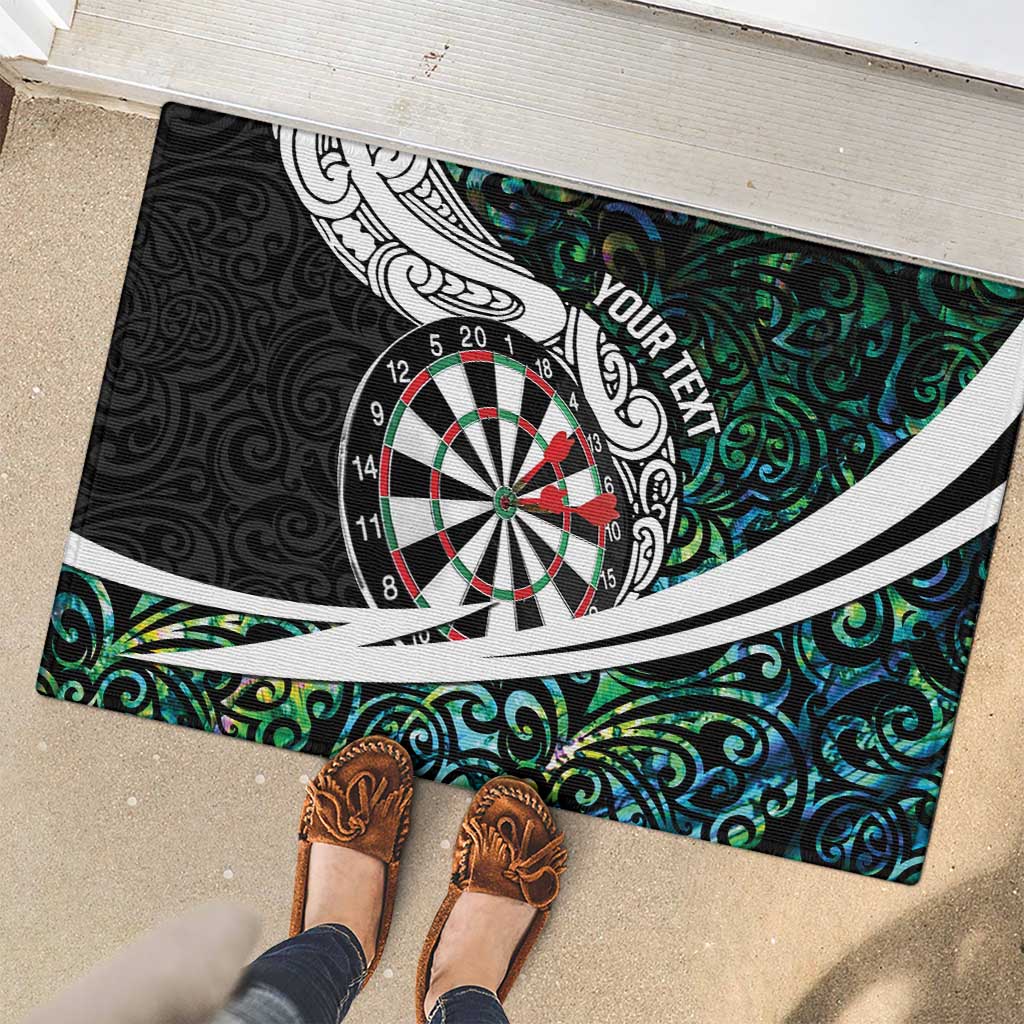 Personalized NZ Darts Rubber Doormat Paua Shell Maori Koru Whakairo - Aussie Hoodie