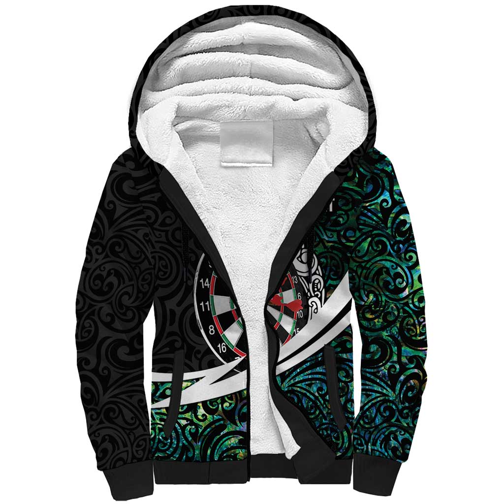 Personalized NZ Darts Sherpa Hoodie Paua Shell Maori Koru Whakairo - Aussie Hoodie