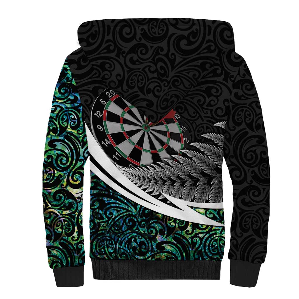 Personalized NZ Darts Sherpa Hoodie Paua Shell Maori Koru Whakairo - Aussie Hoodie