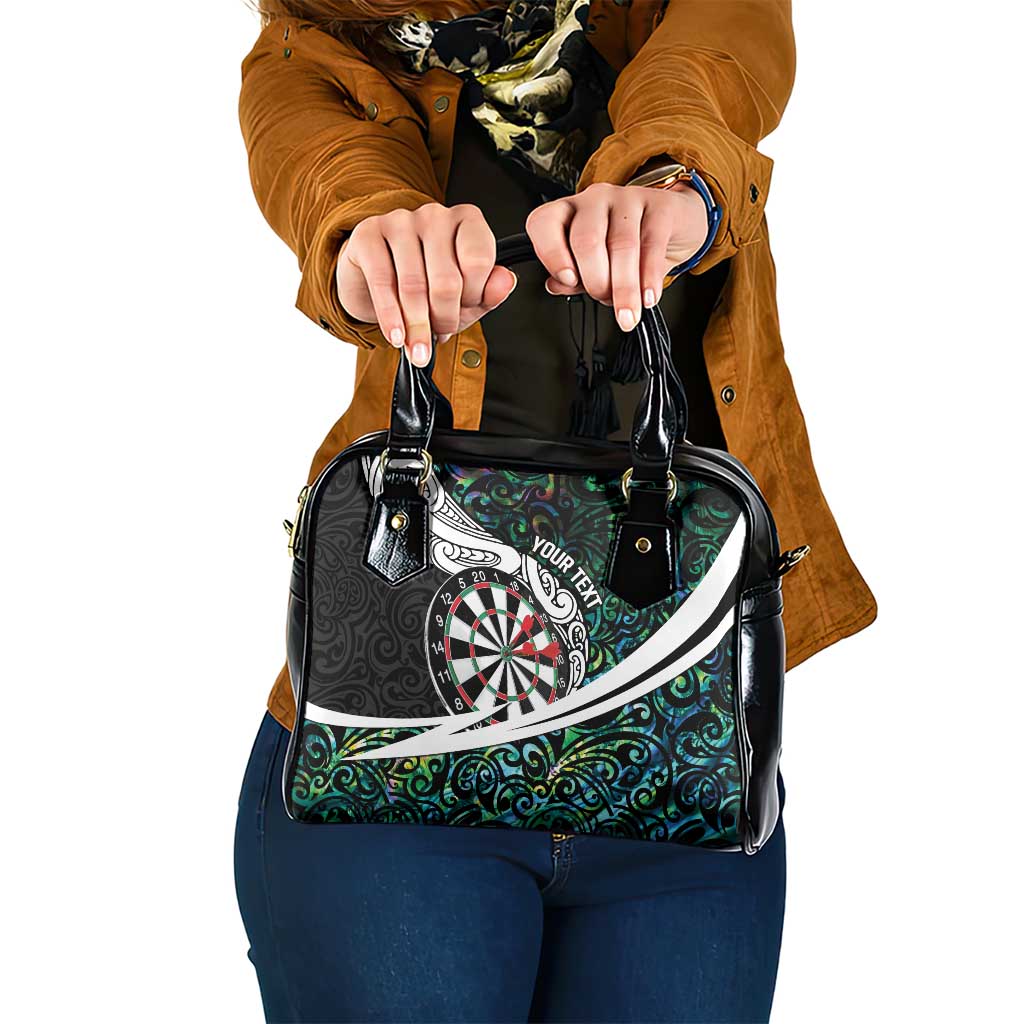 Personalized NZ Darts Shoulder Handbag Paua Shell Maori Koru Whakairo - Aussie Hoodie