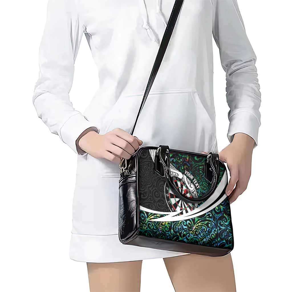 Personalized NZ Darts Shoulder Handbag Paua Shell Maori Koru Whakairo - Aussie Hoodie