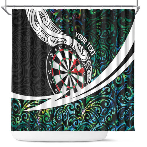 Personalized NZ Darts Shower Curtain Paua Shell Maori Koru Whakairo - Aussie Hoodie