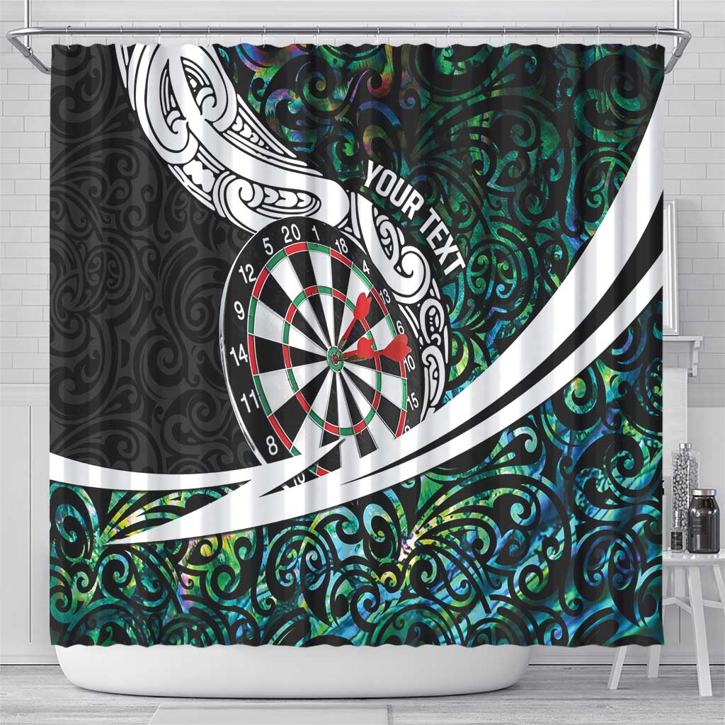 Personalized NZ Darts Shower Curtain Paua Shell Maori Koru Whakairo - Aussie Hoodie
