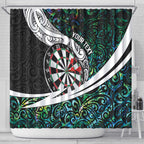 Personalized NZ Darts Shower Curtain Paua Shell Maori Koru Whakairo - Aussie Hoodie