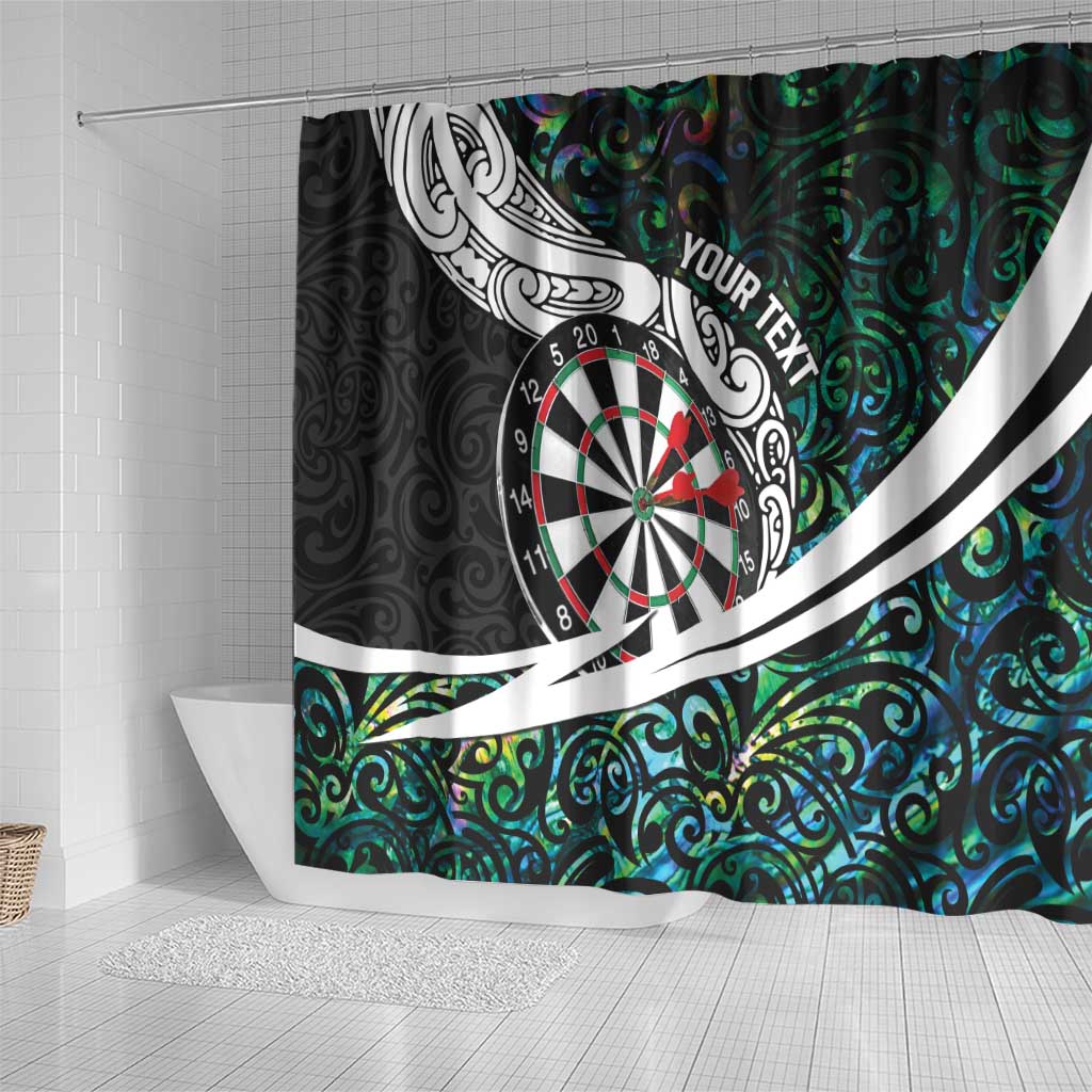 Personalized NZ Darts Shower Curtain Paua Shell Maori Koru Whakairo - Aussie Hoodie
