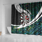 Personalized NZ Darts Shower Curtain Paua Shell Maori Koru Whakairo - Aussie Hoodie