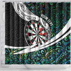 Personalized NZ Darts Shower Curtain Paua Shell Maori Koru Whakairo - Aussie Hoodie