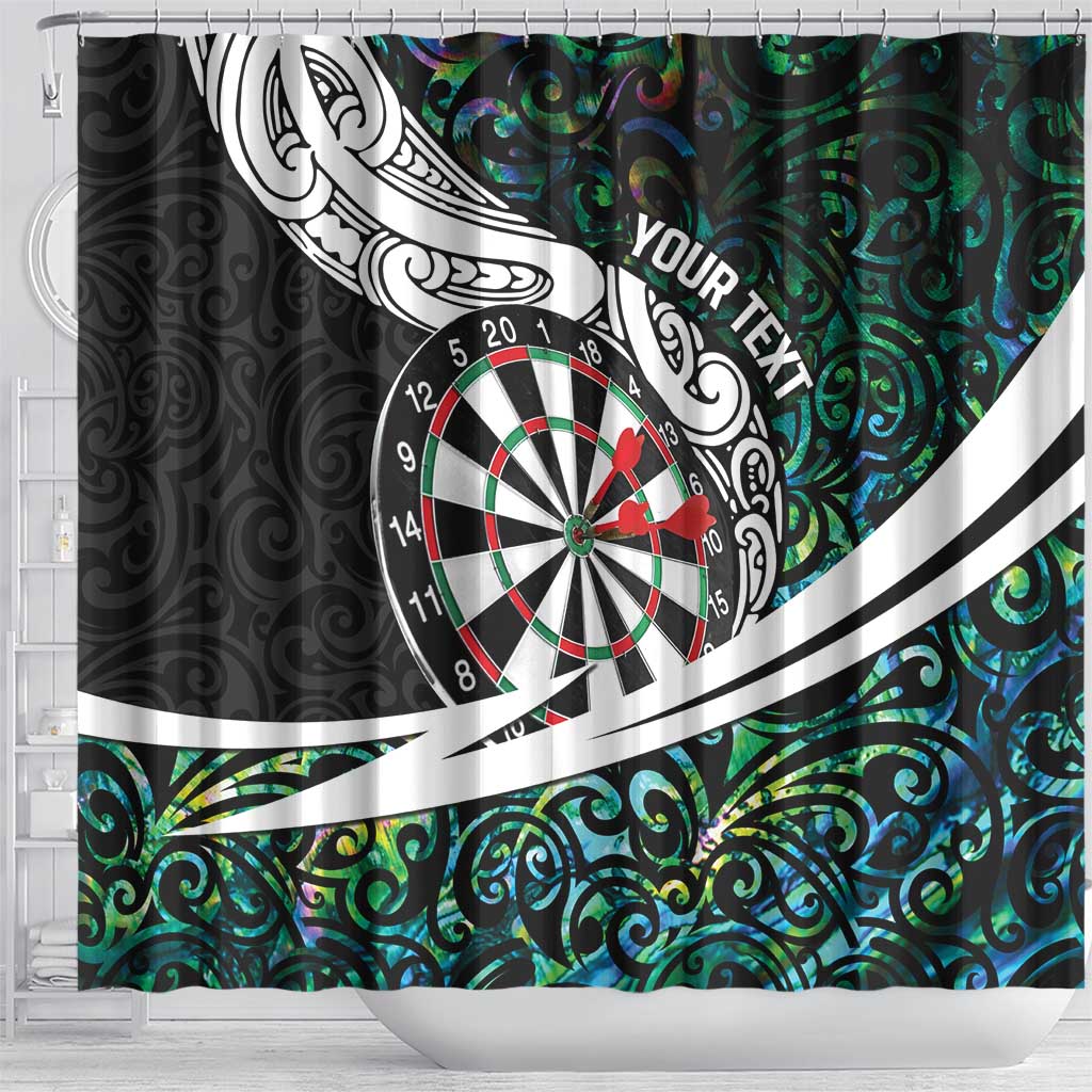 Personalized NZ Darts Shower Curtain Paua Shell Maori Koru Whakairo - Aussie Hoodie