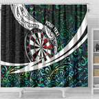Personalized NZ Darts Shower Curtain Paua Shell Maori Koru Whakairo - Aussie Hoodie