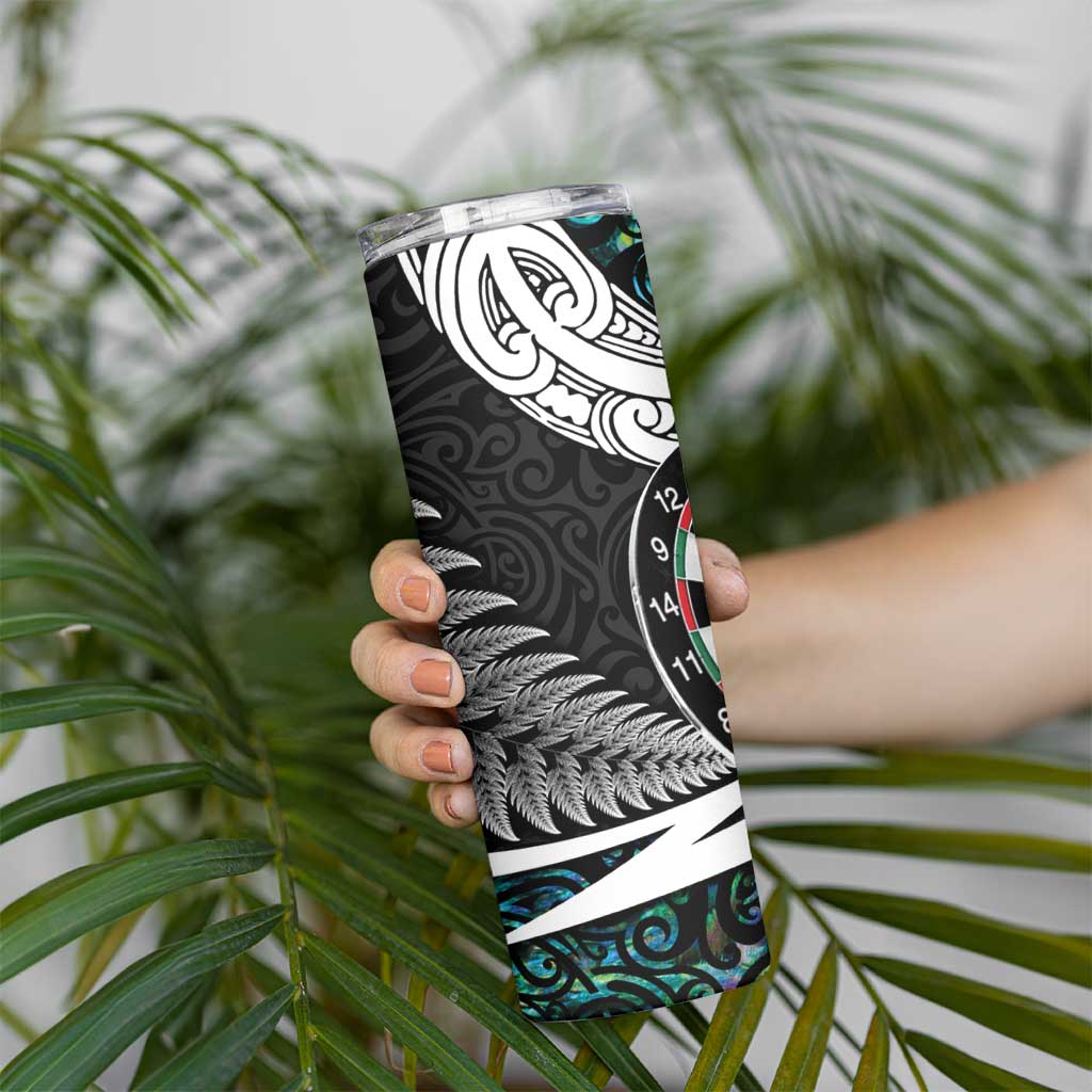 Personalized NZ Darts Skinny Tumbler Paua Shell Maori Koru Whakairo - Aussie Hoodie