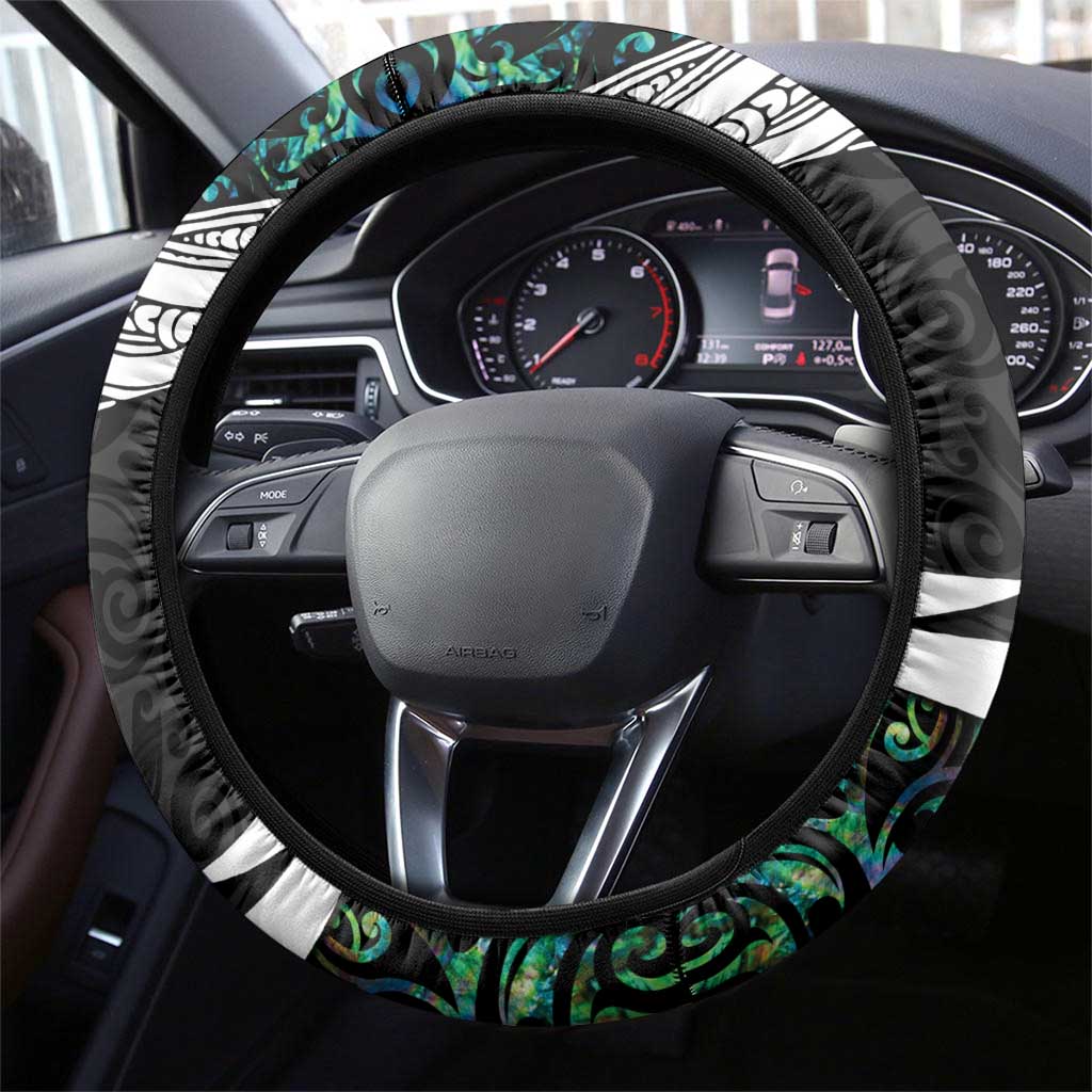 NZ Darts Steering Wheel Cover Paua Shell Maori Koru Whakairo - Aussie Hoodie