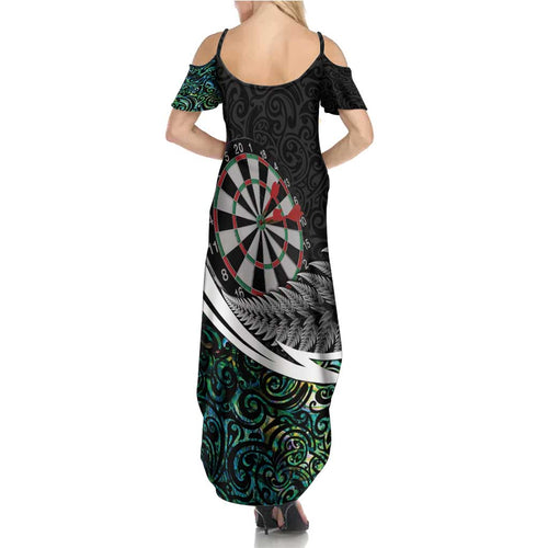 Personalized NZ Darts Summer Maxi Dress Paua Shell Maori Koru Whakairo - Aussie Hoodie
