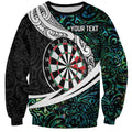 Personalized NZ Darts Sweatshirt Paua Shell Maori Koru Whakairo - Aussie Hoodie