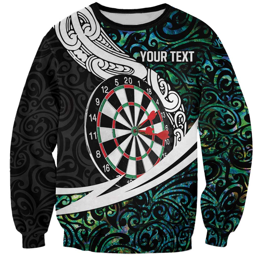 Personalized NZ Darts Sweatshirt Paua Shell Maori Koru Whakairo - Aussie Hoodie