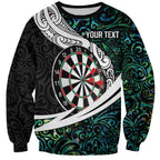 Personalized NZ Darts Sweatshirt Paua Shell Maori Koru Whakairo - Aussie Hoodie
