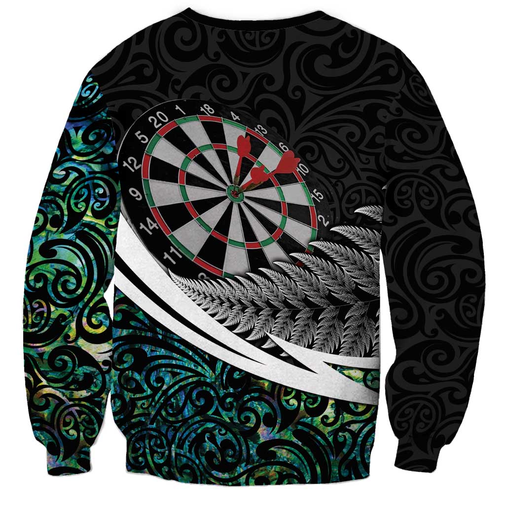 Personalized NZ Darts Sweatshirt Paua Shell Maori Koru Whakairo - Aussie Hoodie
