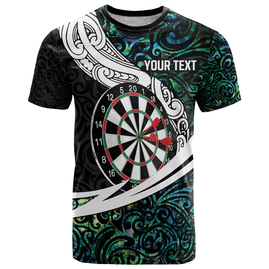 Personalized NZ Darts T Shirt Paua Shell Maori Koru Whakairo - Aussie Hoodie