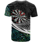 Personalized NZ Darts T Shirt Paua Shell Maori Koru Whakairo - Aussie Hoodie