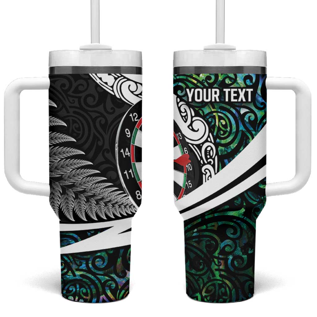 Personalized NZ Darts Tumbler With Handle Paua Shell Maori Koru Whakairo - Aussie Hoodie