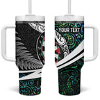 Personalized NZ Darts Tumbler With Handle Paua Shell Maori Koru Whakairo - Aussie Hoodie