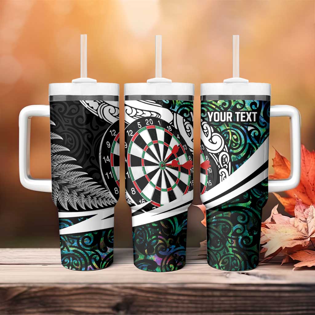 Personalized NZ Darts Tumbler With Handle Paua Shell Maori Koru Whakairo - Aussie Hoodie