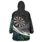 Personalized NZ Darts Wearable Blanket Hoodie Paua Shell Maori Koru Whakairo - Aussie Hoodie