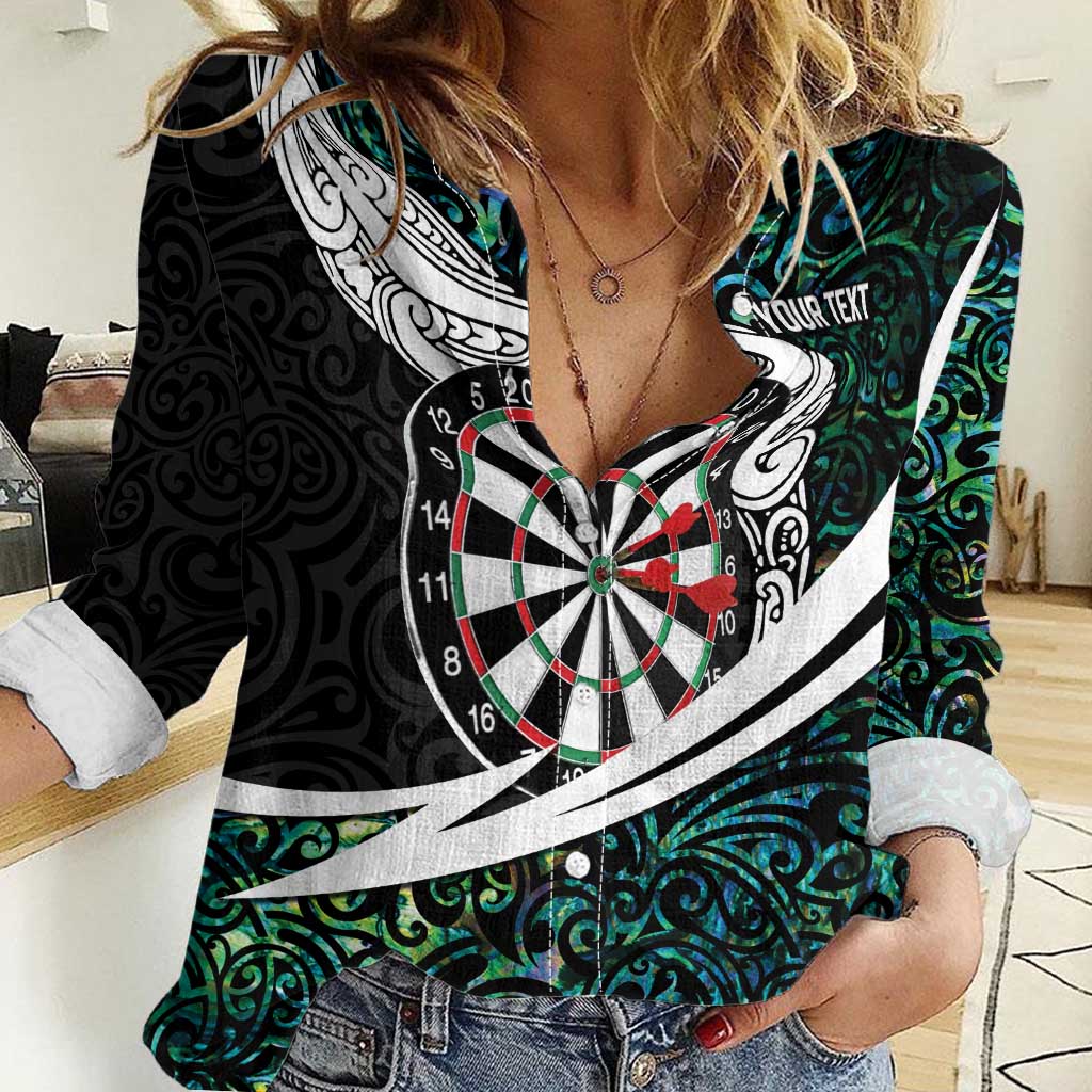 Personalized NZ Darts Women Casual Shirt Paua Shell Maori Koru Whakairo - Aussie Hoodie