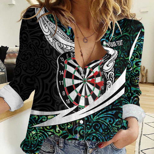 Personalized NZ Darts Women Casual Shirt Paua Shell Maori Koru Whakairo - Aussie Hoodie