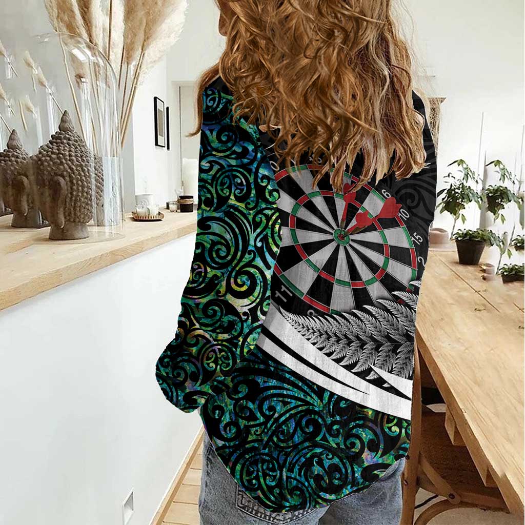 Personalized NZ Darts Women Casual Shirt Paua Shell Maori Koru Whakairo - Aussie Hoodie